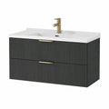 Waschtischunterschrank MDF mit Keramikwaschbecken 2 Schubladen Rechteckig Schwarz Weiß 100 x 50 x 60 cm