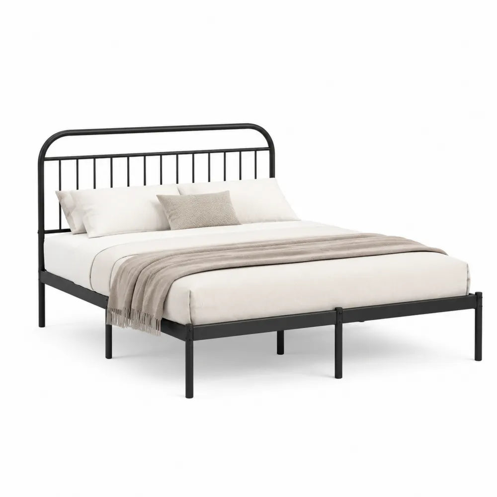 Metallbett Doppelbett 180 x 200 cm Stahlrahmen Rechteckig Schwarz