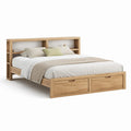 Doppelbett Bettgestell 180x200 cm MDF Eichenoptik Rechteckig Natur mit Schubladen Kopfteilregal