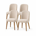 Esszimmerstuhl Set 4 Stück Polsterstuhl Polyesterbezug Holzbeine Beige Natur 50 x 55 x 85 cm