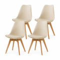 Esszimmerstuhl Set 4 Stück Polsterstuhl Kunststoffschale Holzbeine Cremeweiß Natur 50 x 55 x 85 cm