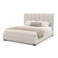 Polsterbett Doppelbett 180 x 200 cm Polyesterbezug MDF Rahmen Rechteckig Beige