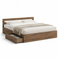 Doppelbett Bettgestell 180 x 200 cm MDF Holzdekor Rechteckig Braun mit Schubladen