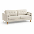 Sofa 3 Sitzer Polyesterbezug Schaumstoffpolsterung Holzbeine Beige 220 x 85 x 85 cm