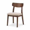 Esszimmerstuhl gepolstert Holzstuhl Rückenlehne Polyesterbezug Massivholz Beige Braun 50 x 56 x 81 cm