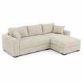 Ecksofa mit Ottomane 260x160x85 cm Polyesterbezug Schaumstoffpolsterung Beige