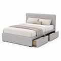 Polsterbett Doppelbett 180x200 cm Polyesterbezug Rechteckig Hellgrau mit Schubladen