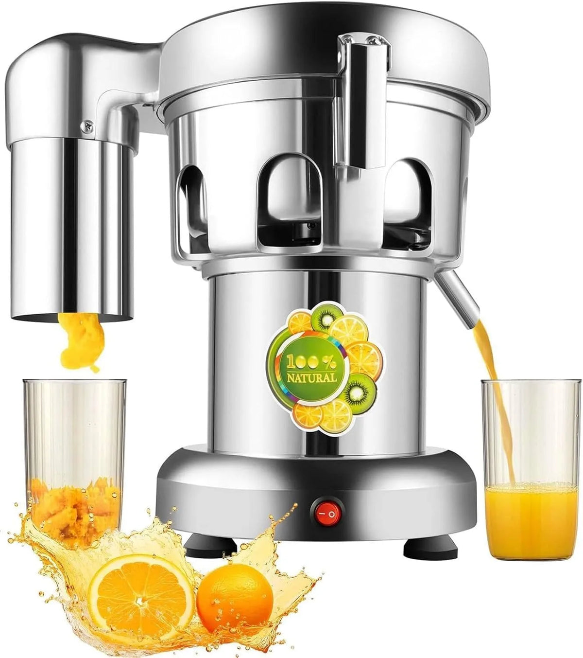 Elektrische citruspers met 25 x 40 x 35 cm, 370 W, 80-100 kg, 34 x 27 x 36 cm, 0,7 inch en RVS