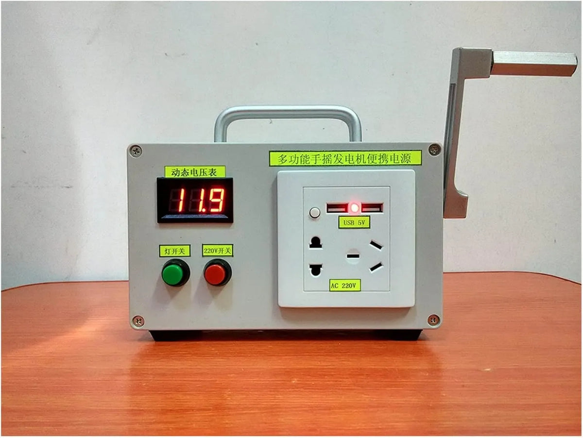 Generator, Handcrankgenerator, 15 W, 6600 mAh, draagbaar energiestation, 12v