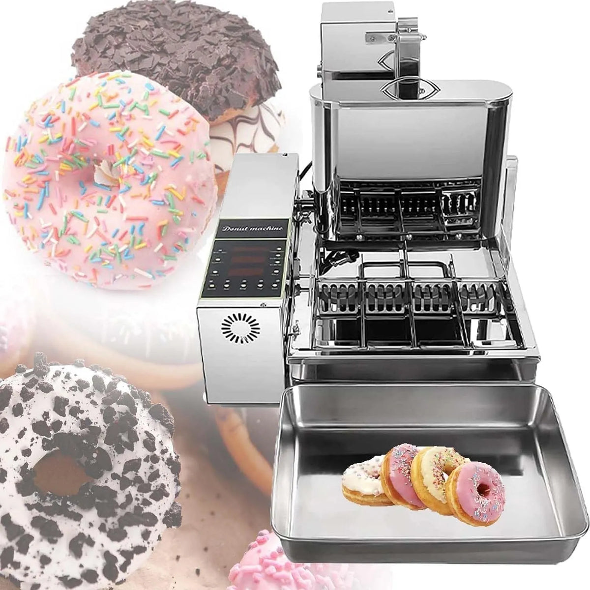 Donut Machine met 72 x 38,5 x 37,5 cm, 57 x 45 x 35 cm, 6L, 5,5L, 16KG, 18KG, regelbare thermostaat en RVS