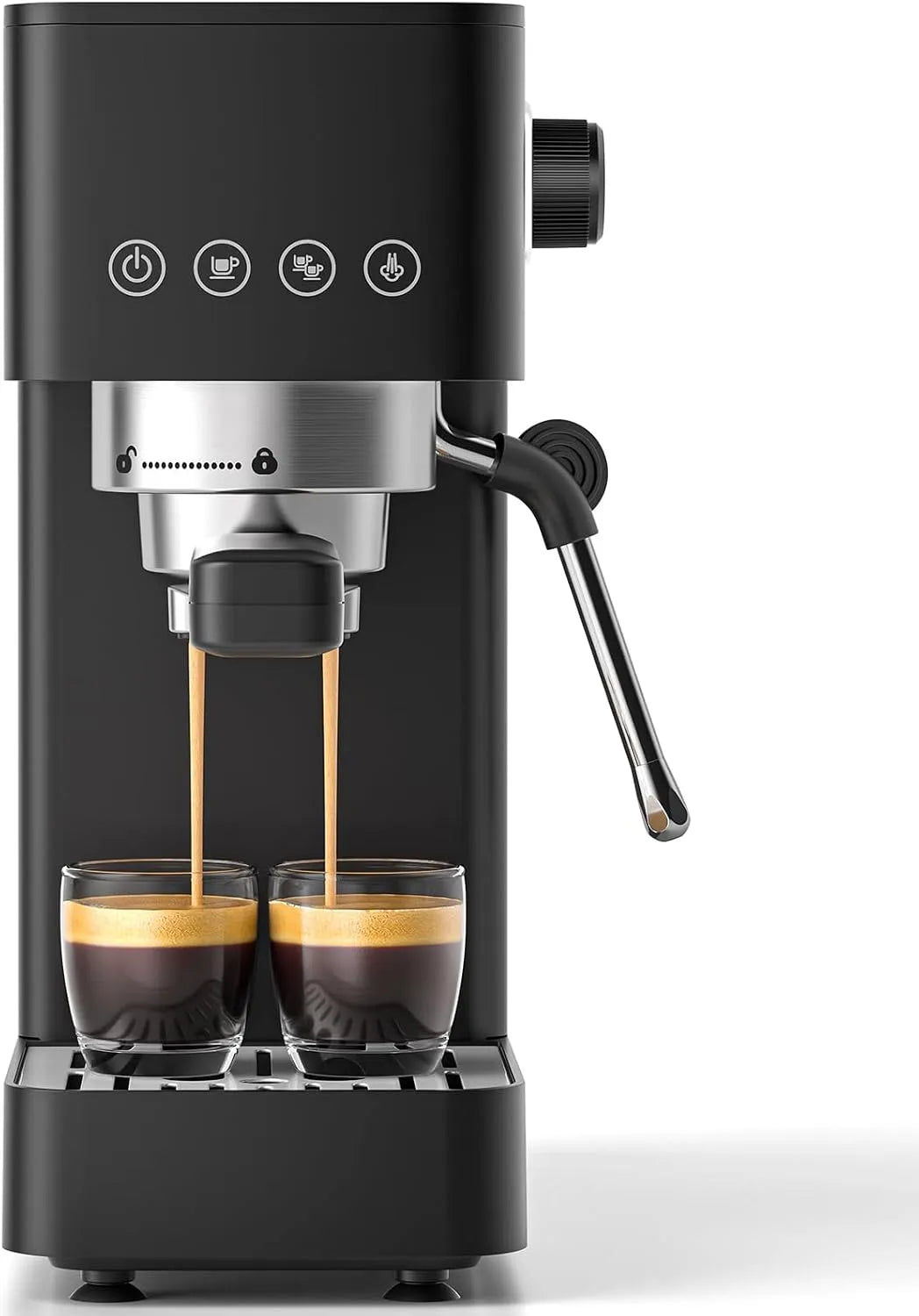 Espressomachine met 20 bar, 1350 W, 1,5 l, digitaal display, waterreservoir, RVS en snelle opwarming