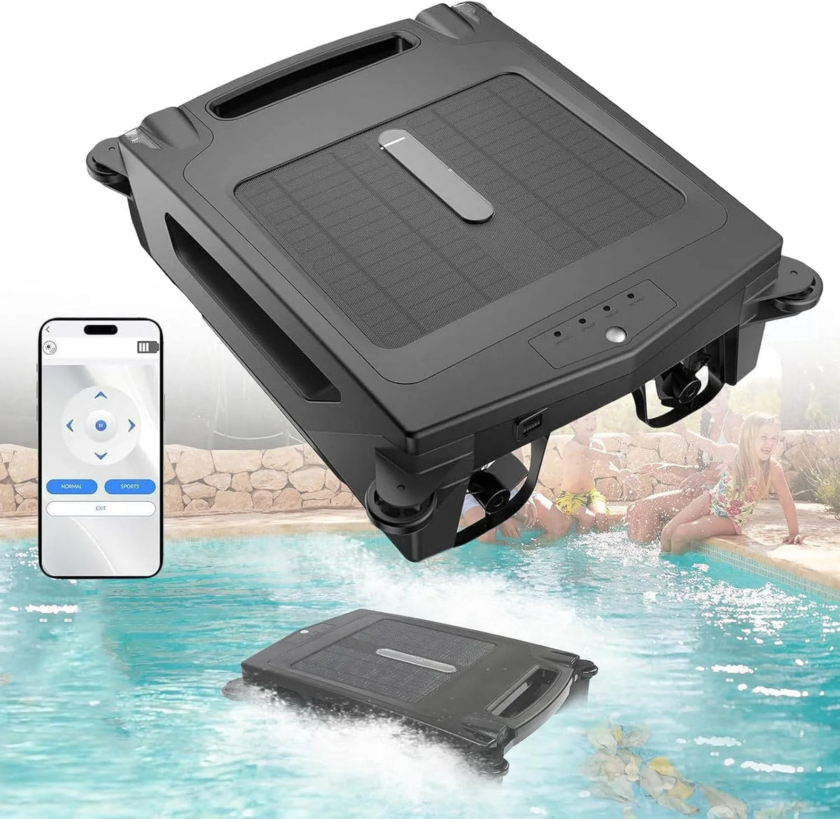 Zwembadrobot met 2 Modi, 100 m2, 5000 mAh, 7-8 uur, 3-4 uur, 24 uur, afstandsbediening en draadloze werking