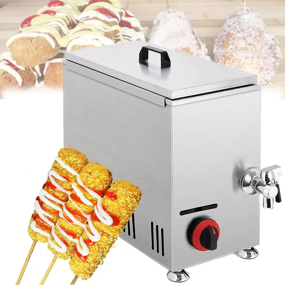 Machine, 21l, Winkel, GasType, 3000 W, Thuis, Corndog Frituurpan