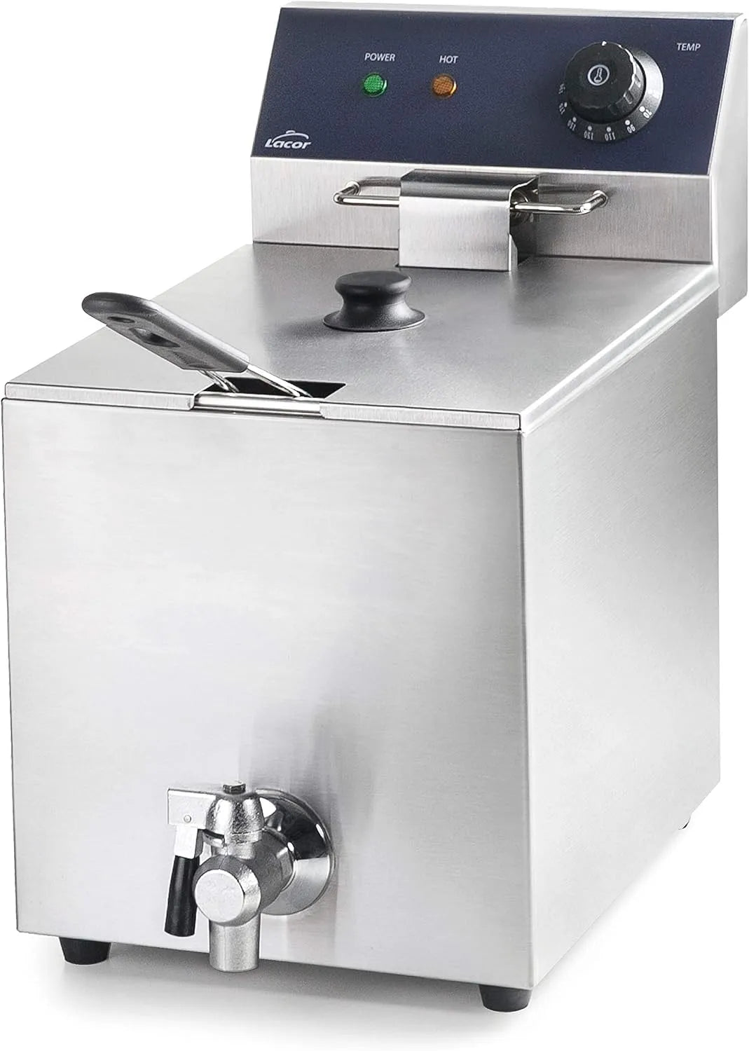 Lacor 69468 69468 Elektrische friteuse met kraan met 3250 W, 8 l, RVS en voor binnen en buiten