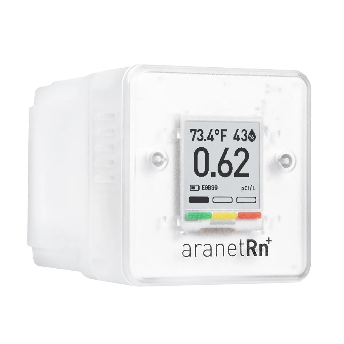 Radonmeter met 10 minuten, 24 uur, rood, groen en geel, 7 jaar batterij