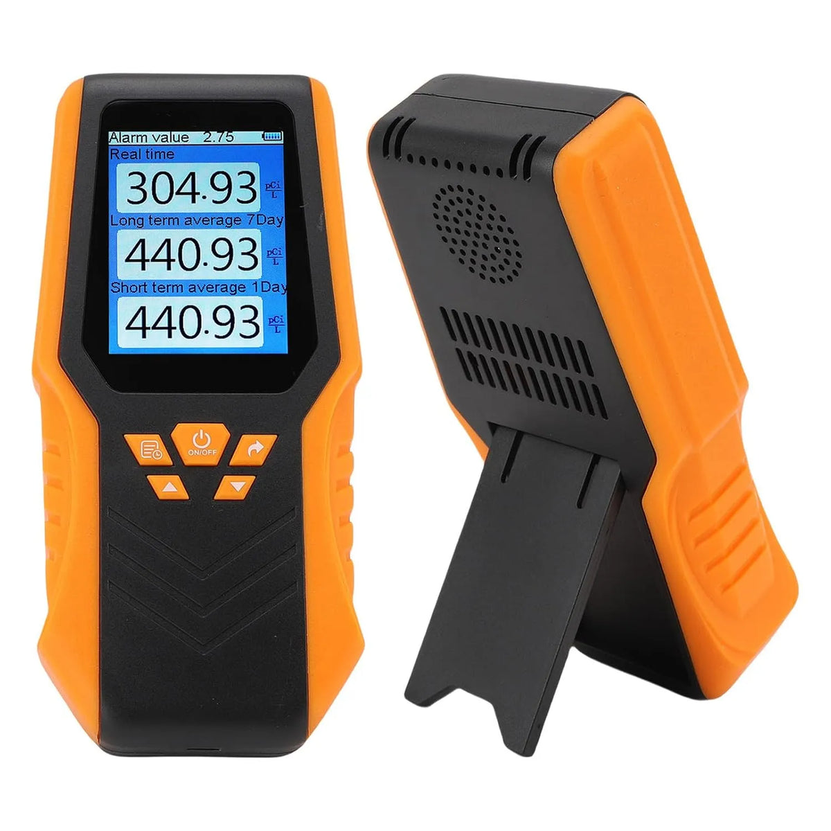 Radonmeter Bq/m3 met zeer nauwkeurig, lang-kortetermijngemiddelde lcd-display, eenheid: PCi/L Bq/m3, voor thuis en op school, realtime