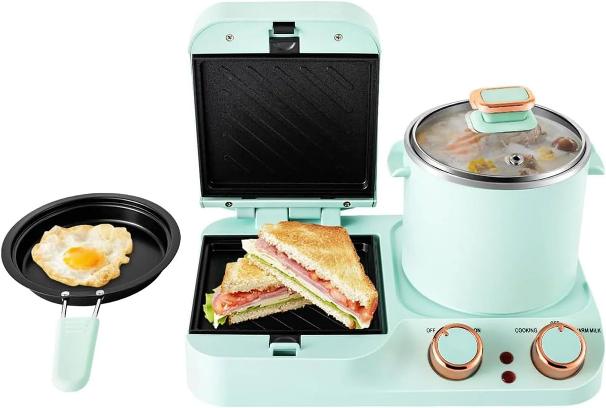 Voedselstomer, Huishoudelijke ontbijtmachine, kookpot en voedselstomer, antiaanbaklaagplaat voor het maken van noedels, sandwiches