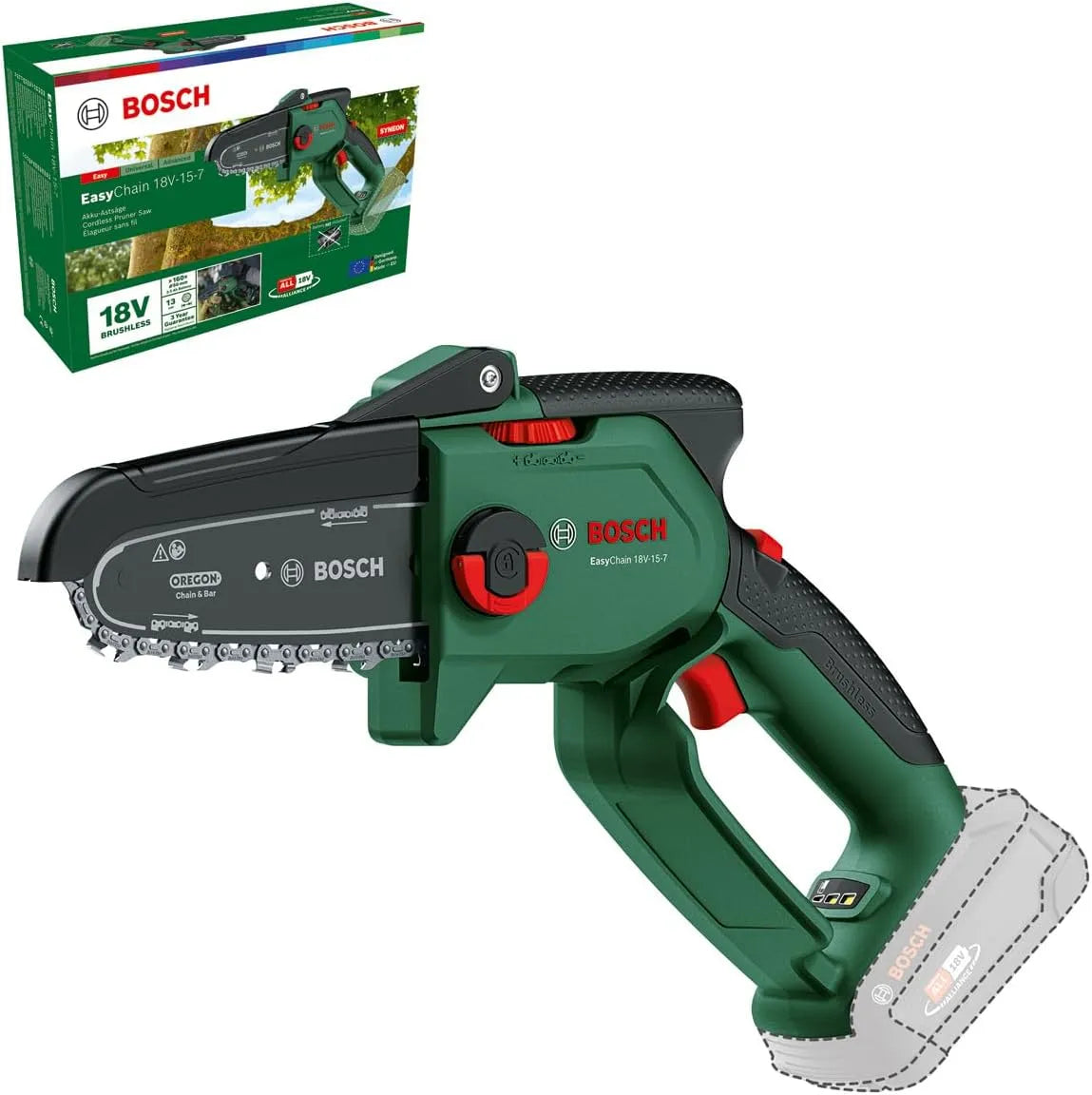 Zaag, 18 Volt System, kettingsnelheid: 6,95 m/s, zonder accu