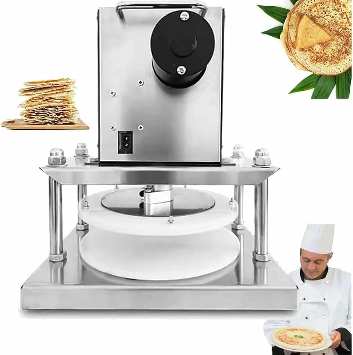 8,6 Inch Commerciële Elektrische Deegpers met 8,6 Inch, 8,66 inch, 45 dB, geluidsarme werking en RVS