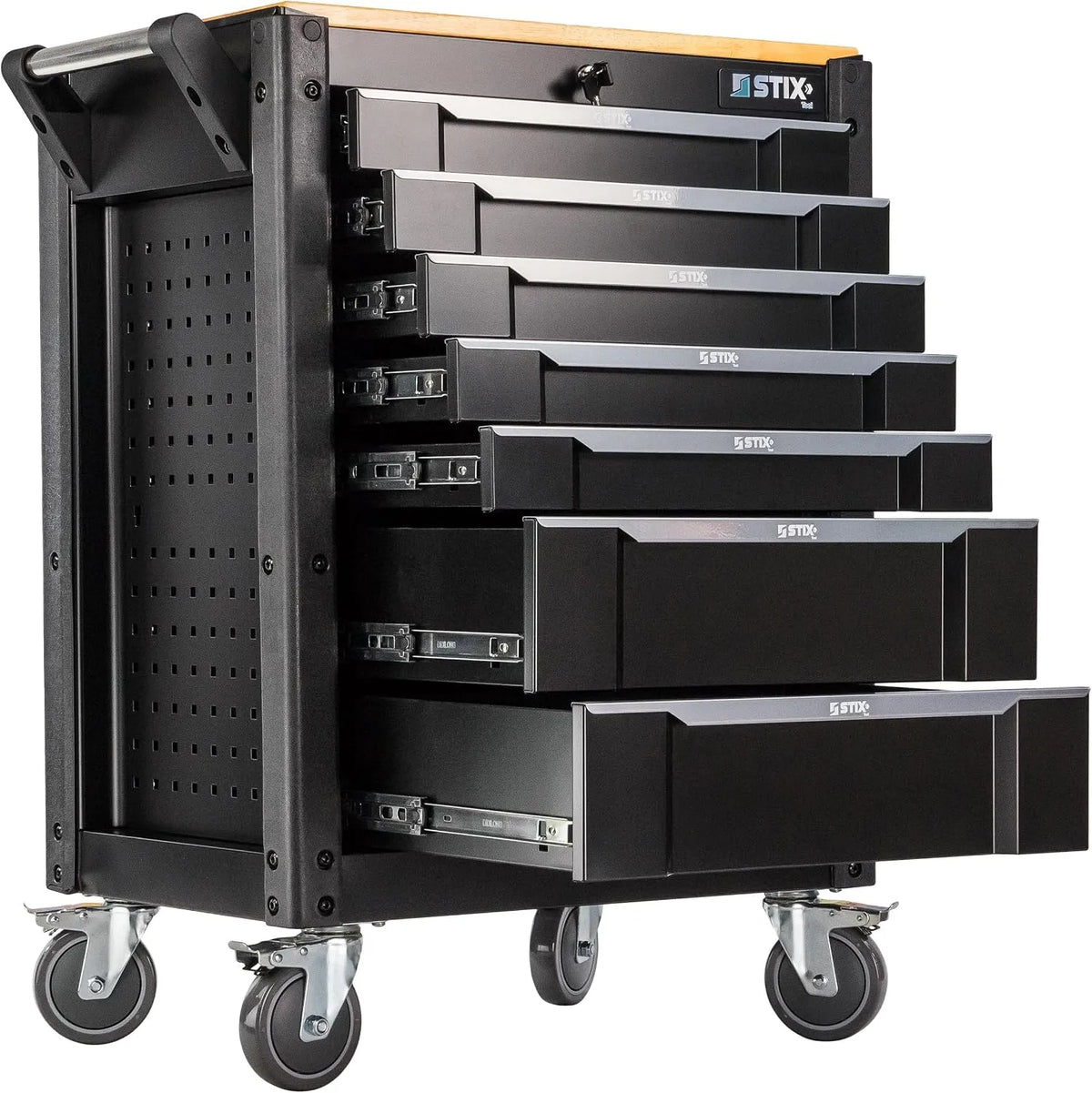 STIX UltimatePro C7 Gereedschapswagen met 7 Laden en Rubberhouten Werkblad C7 met 530 x 400 mm, 670 x 455 mm, 10 x 10 mm en 0,6-0,8 mm