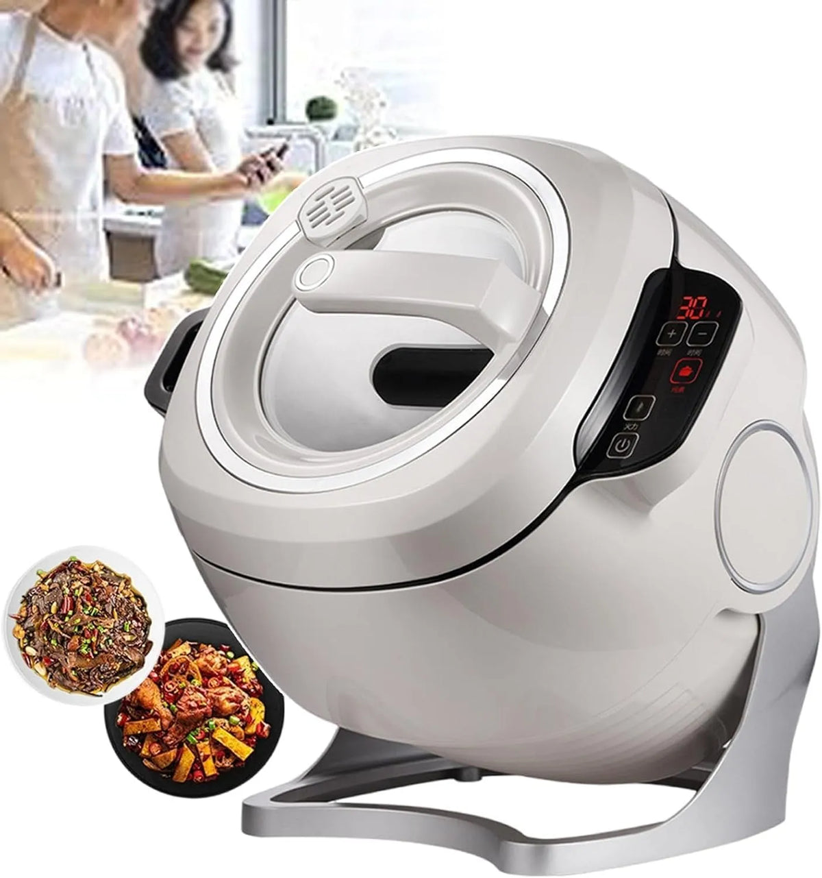 Keukenmachine, Luie Roerbakpan-Kookmachine Met 3 Versnellingen, Stomen, Koken
