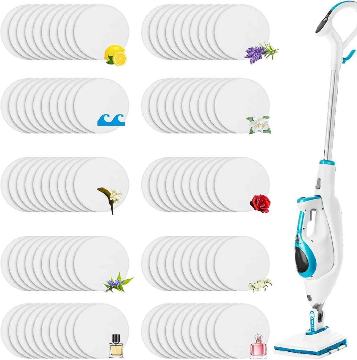 Bissell, Sadnyy 100 stuks vervangende stoom dweil geurschijven geurende pads 10 verschillende geurschijven compatibel met Bissell Powerfresh