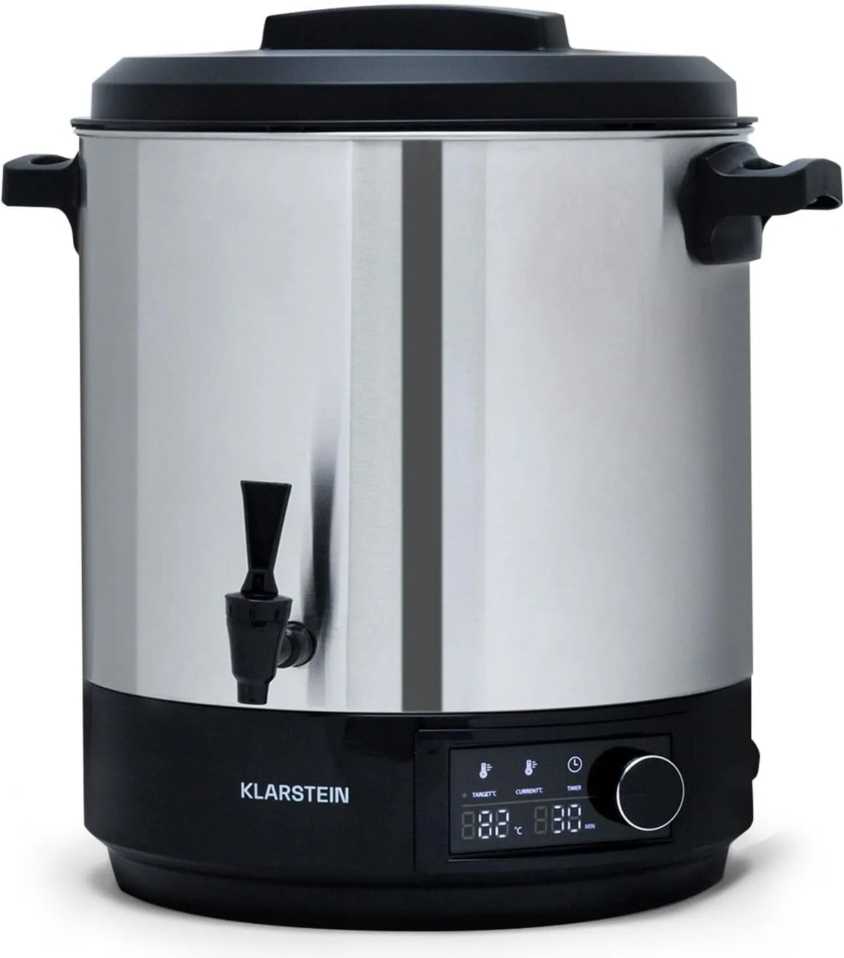Klarstein inmaakpan met kraan met 2000 W, 30-100°C, 180 minuten, timer en RVS