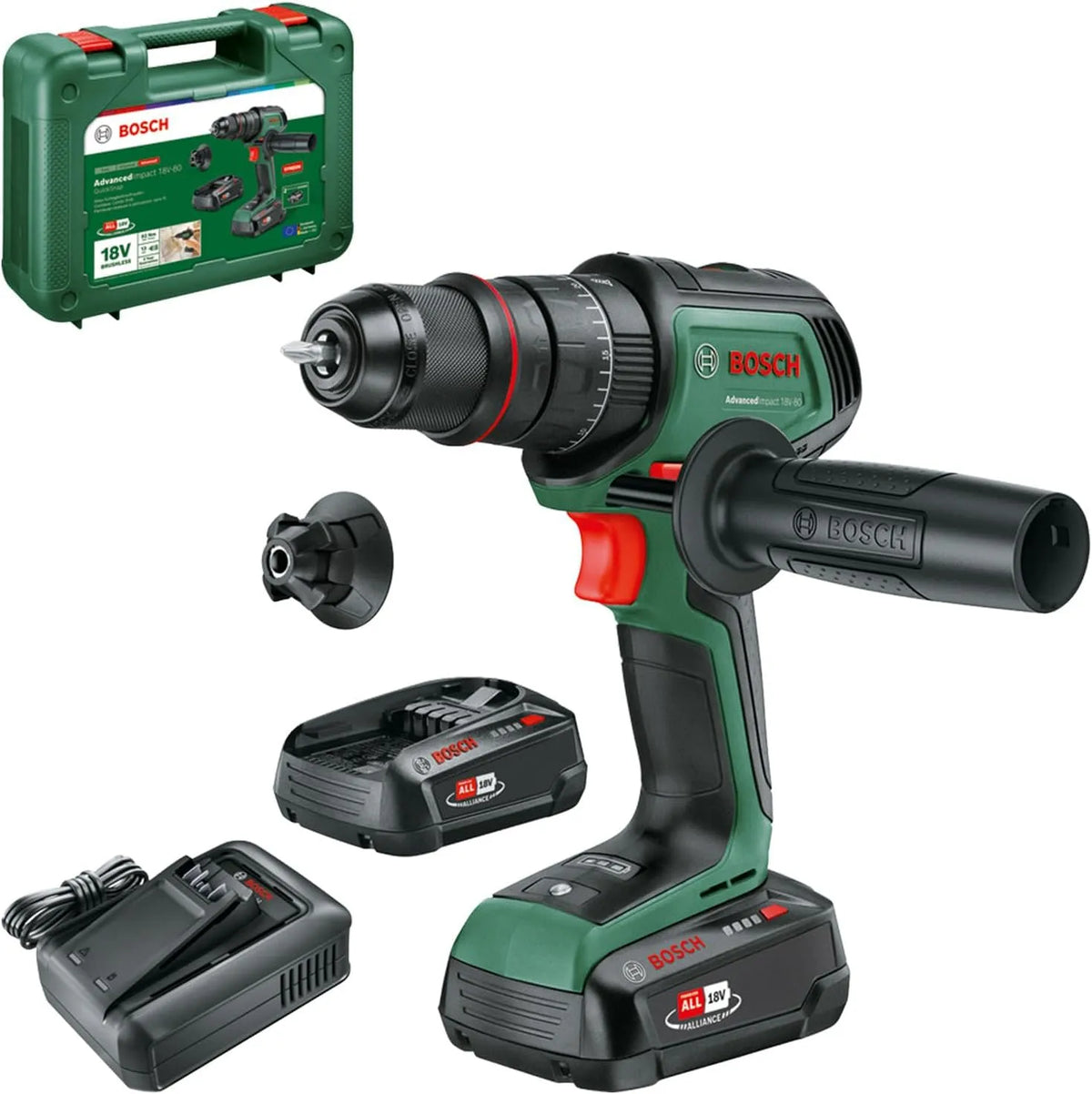 Lader, 18V System, 82 Nm, 13 mm metalen boorhouder, met accu en oplader, borstelloze motor