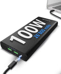 Laptop, 26.800 mAh, 100 W, USB, Sunslice Powerbank, de meeste laptops.