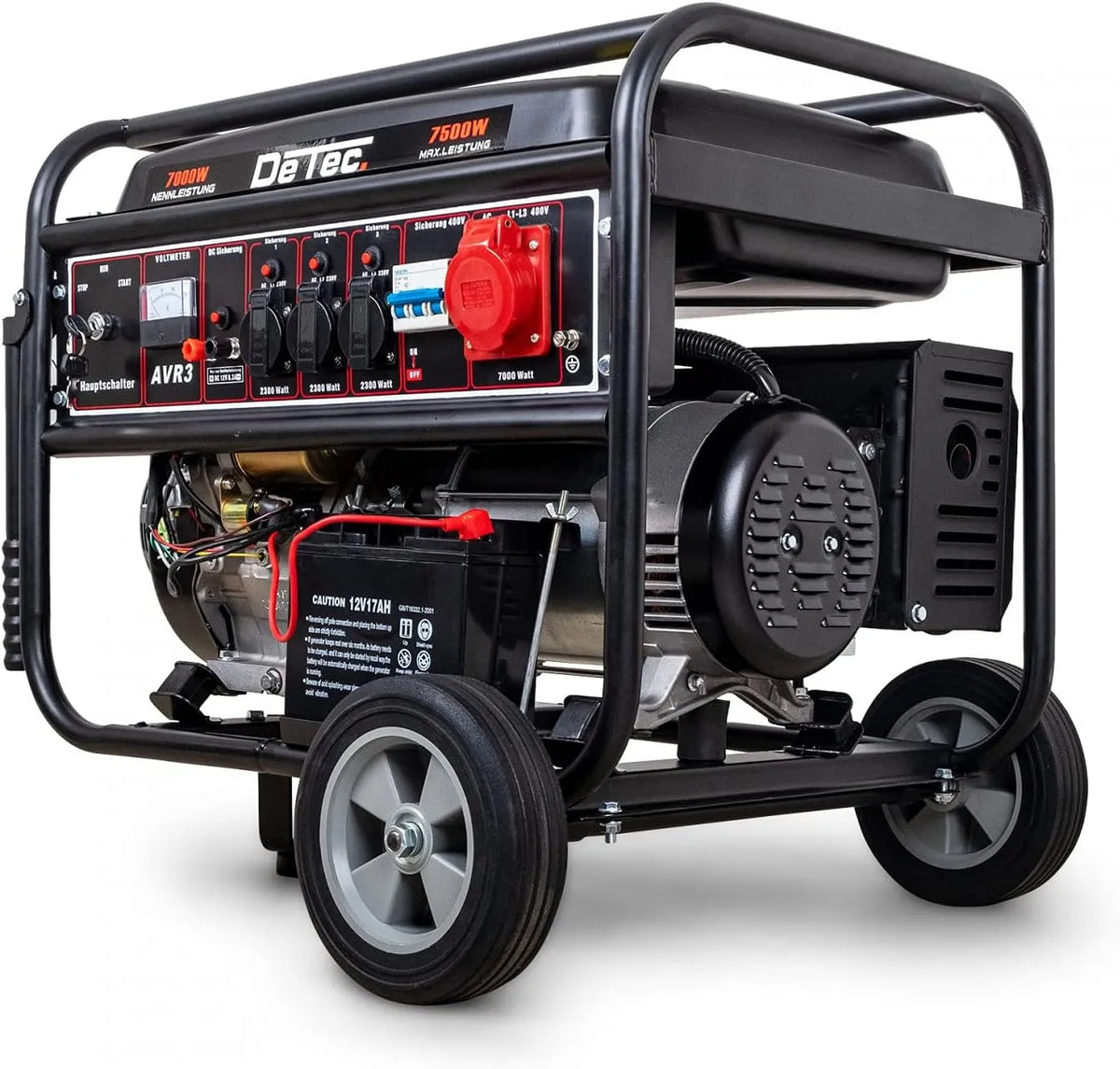 DeTec. 7 kW benzine stroomgenerator DT-LB7500E-3 met 7 kW, 690 x 525 x 550 mm, 18 pk, 7,5 kW en 78 dB