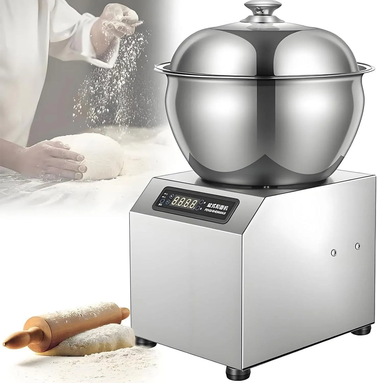 5kg RVS spiraal deeg mixer met 5kg, timer en RVS, 30min timer