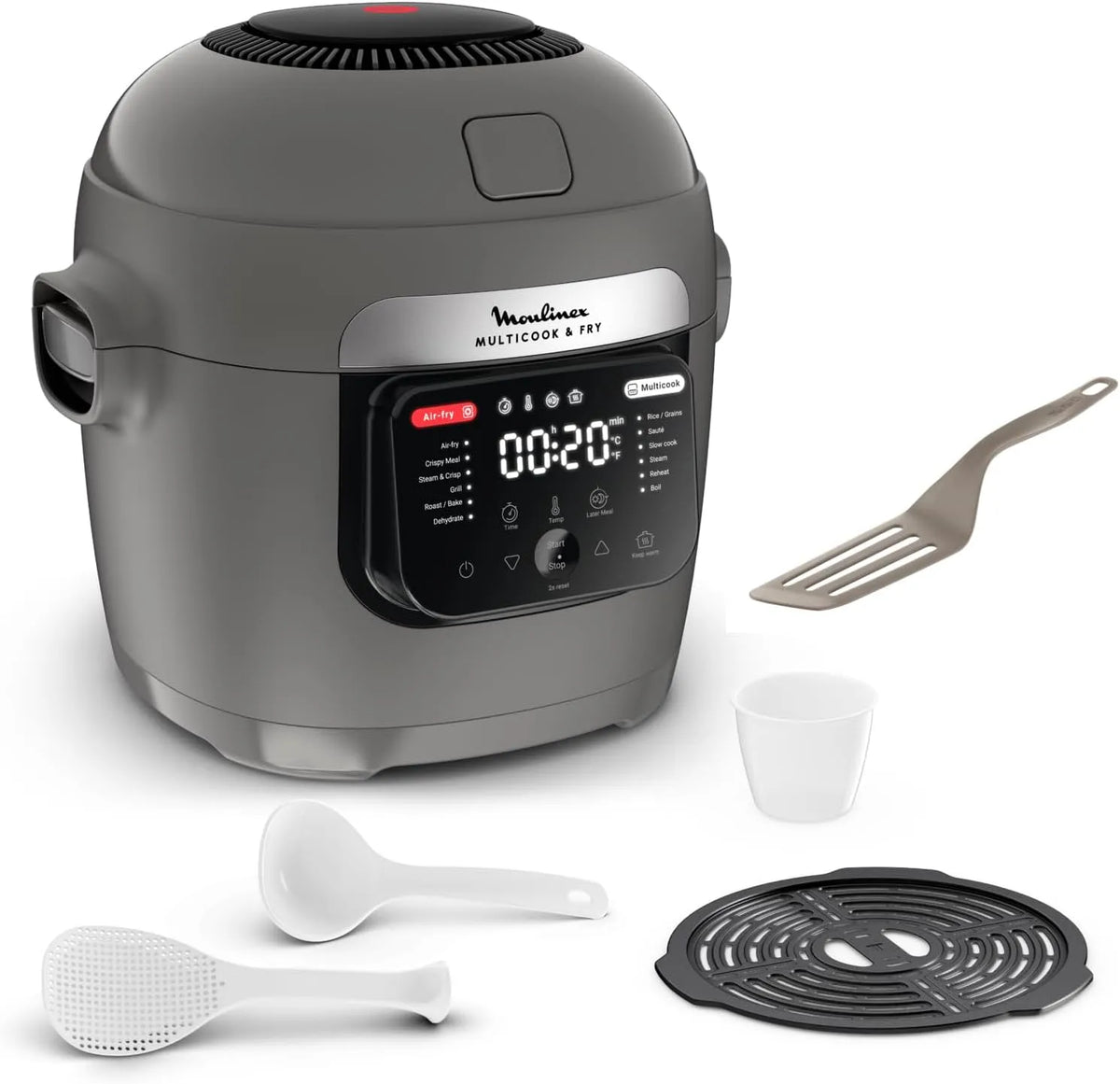 Slowcooker met Moulinex, grijs, 6 l, Multicook Fry Multicooker en Air Fryer