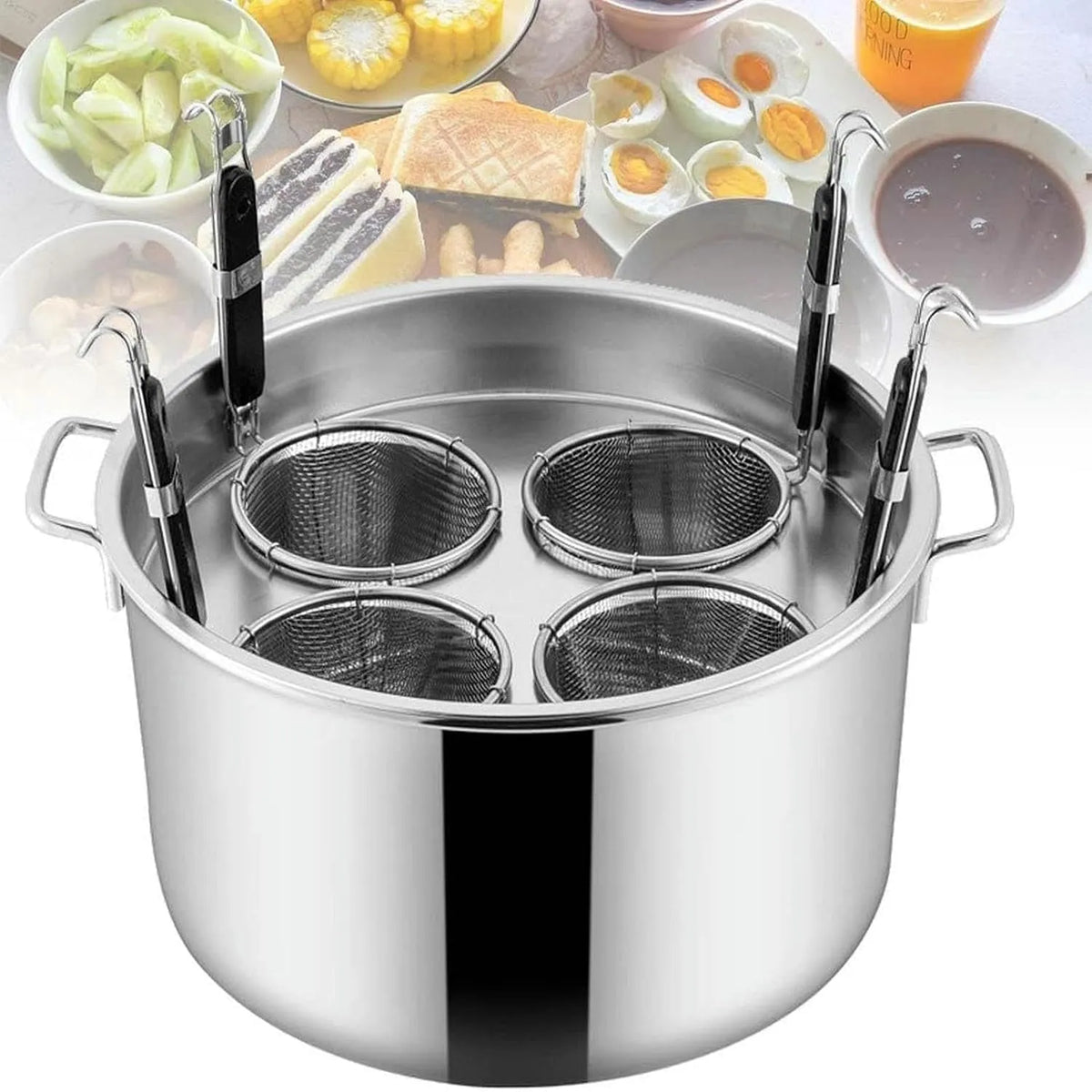 SAeWare Multi-Functal Commerciële Noedelketel & Pastapan met Colr Zeef met 22 x 36.5 cm, 23 x 41.5 cm, 24 x 46.5 cm, 13,5 x 13,5 x 20 cm, 4 inch, 9