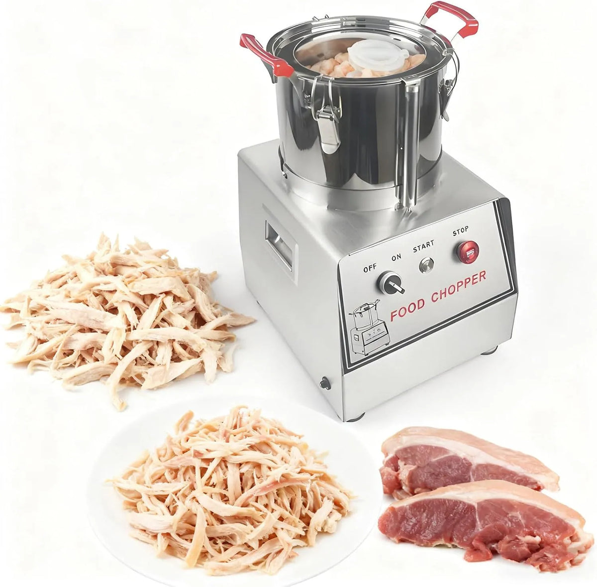 Keukenmachine met 1500 RPM, 10L, 950 W, 1100 W, 1800 W, RVS en transparant