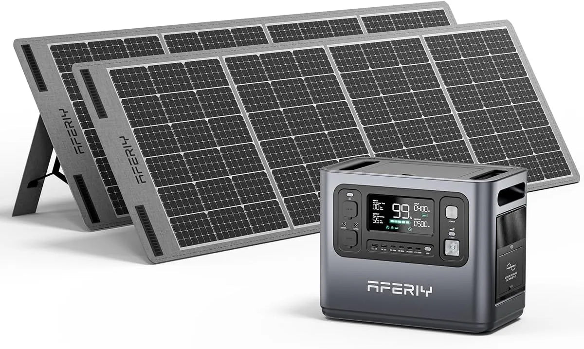 Zonnepaneel LifePO4-batterij met 1200 W, 1248 Wh, 2400 W, 220 V, 240 V, 2 x 200 W, IP65 en USB