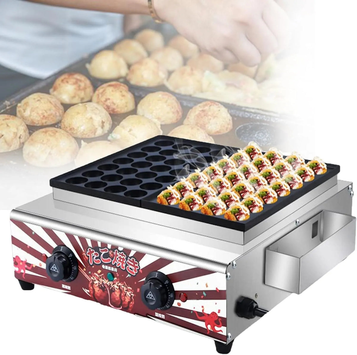 Grill Maker Machine, Octopus Ball Grill Maker Machine voor Thuis of Restaurant Koken Party