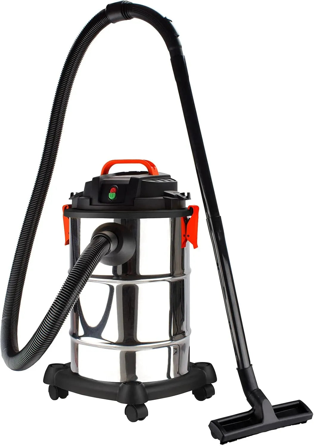 Nat- en droogzuiger, 1200 watt, Grafner XXL roestvrijstalen nat- en droogzuiger, zuigbuis, functionele borstel, natstofzuiger, 30 liter, incl.