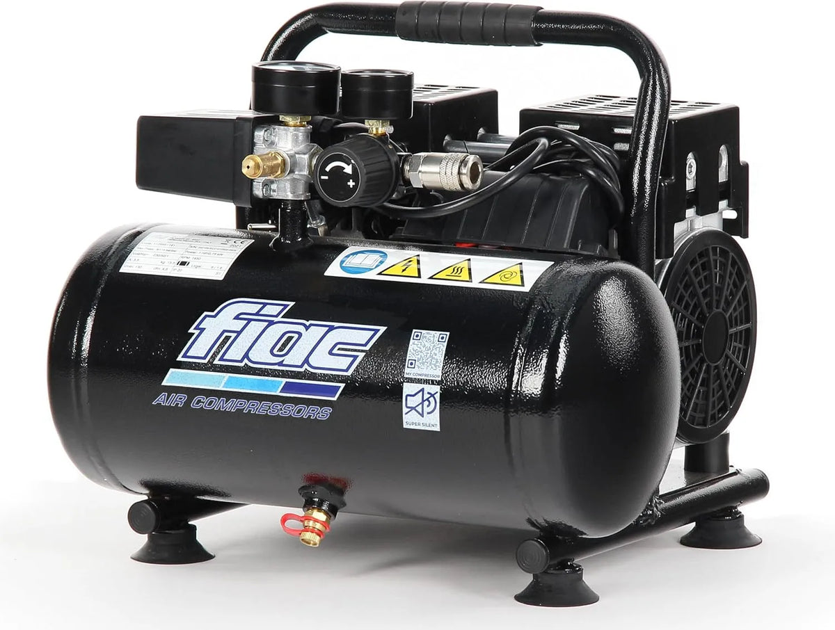 FIAC Draagbare luchtcompressor Supersilent 6, olievrij met 8 bar, 1 pk en 58 dB