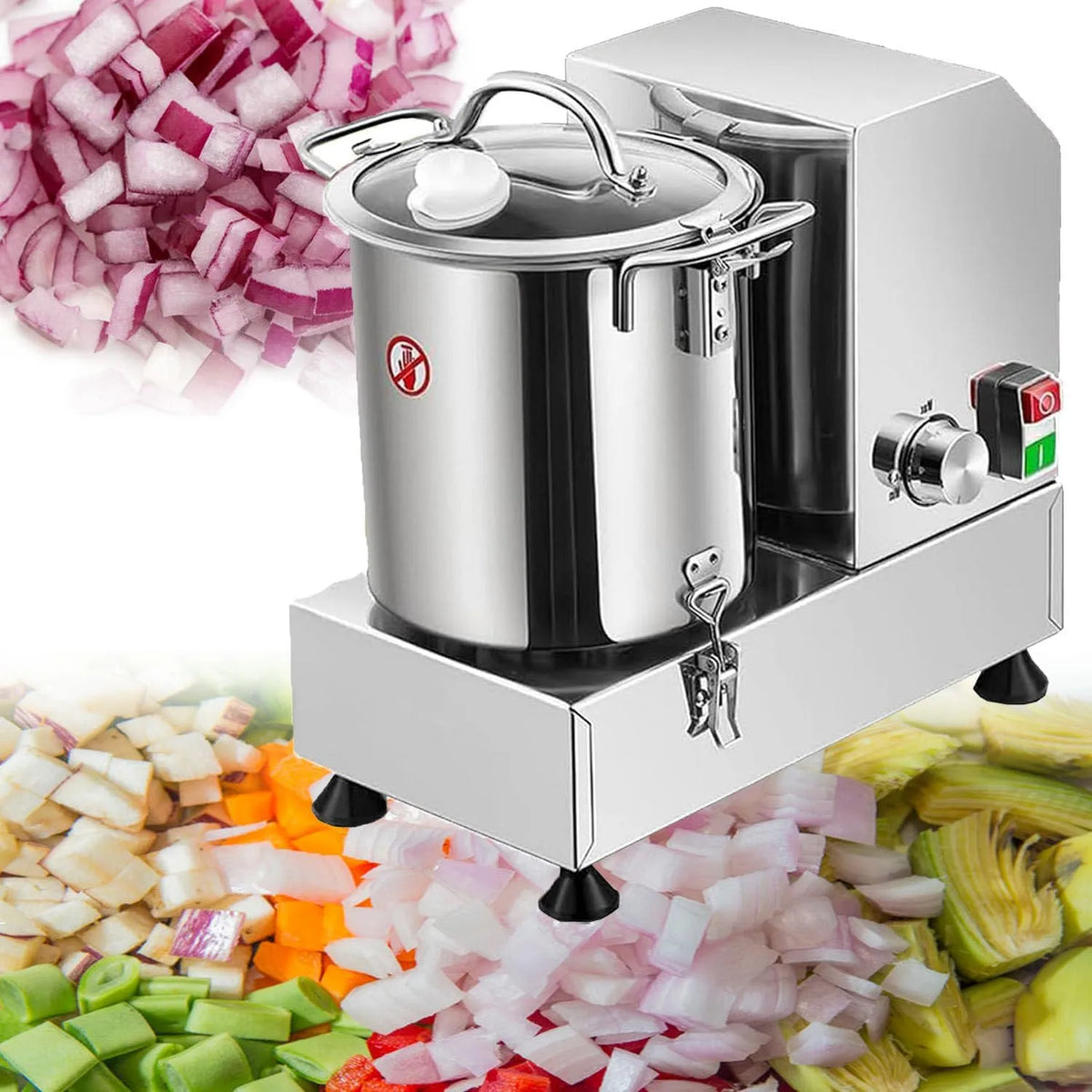 Keukenmachine, 15L, uiensnijder van RVS, gemberknoflookrasp 6l, kool