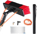 MENAYODA Telescoopstang, MENAYODA Telescoopstang, ramen en autowas 10 m stang, 30 cm borstel, uittrekbare reinigingsborstel voor fotovoltaïsche