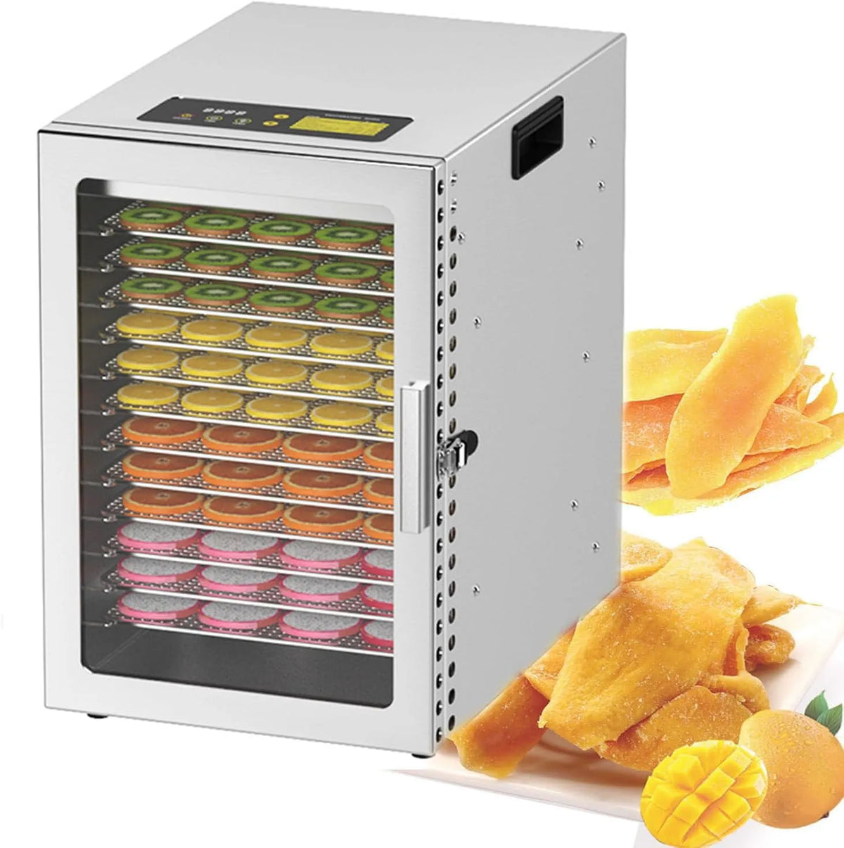Droger, RVS, 800 W elektrische vleesdroogmachine, slimme fruit- en groentedroger
