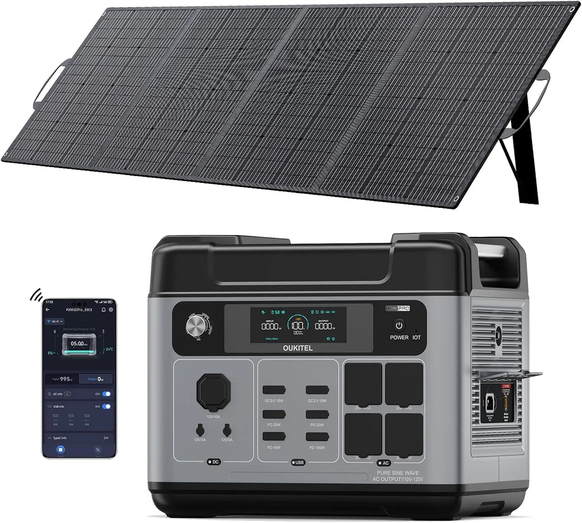 Zonnepaneel met 3200 W, 400 W, app-bediening, zonne-energie, geluidsarme werking en voor binnen en buiten