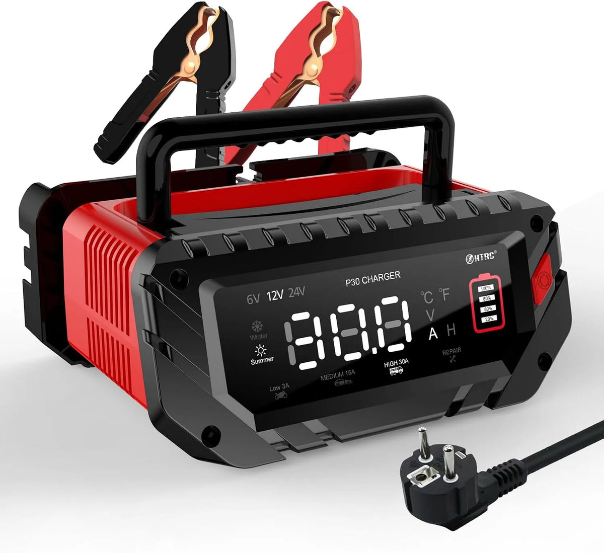Lader LiFePO4 met 30 A, 6 V, digitaal display en automatisch opladen