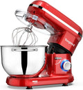 Keukenmachine met 1500 W, 6,2QT, RVS, 3 accessoires, blauw en rood