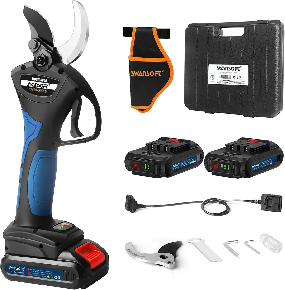 Elektrische snoeischaar, 21 V, 40 mm snijdiameter, voor het snoeien van de tuin