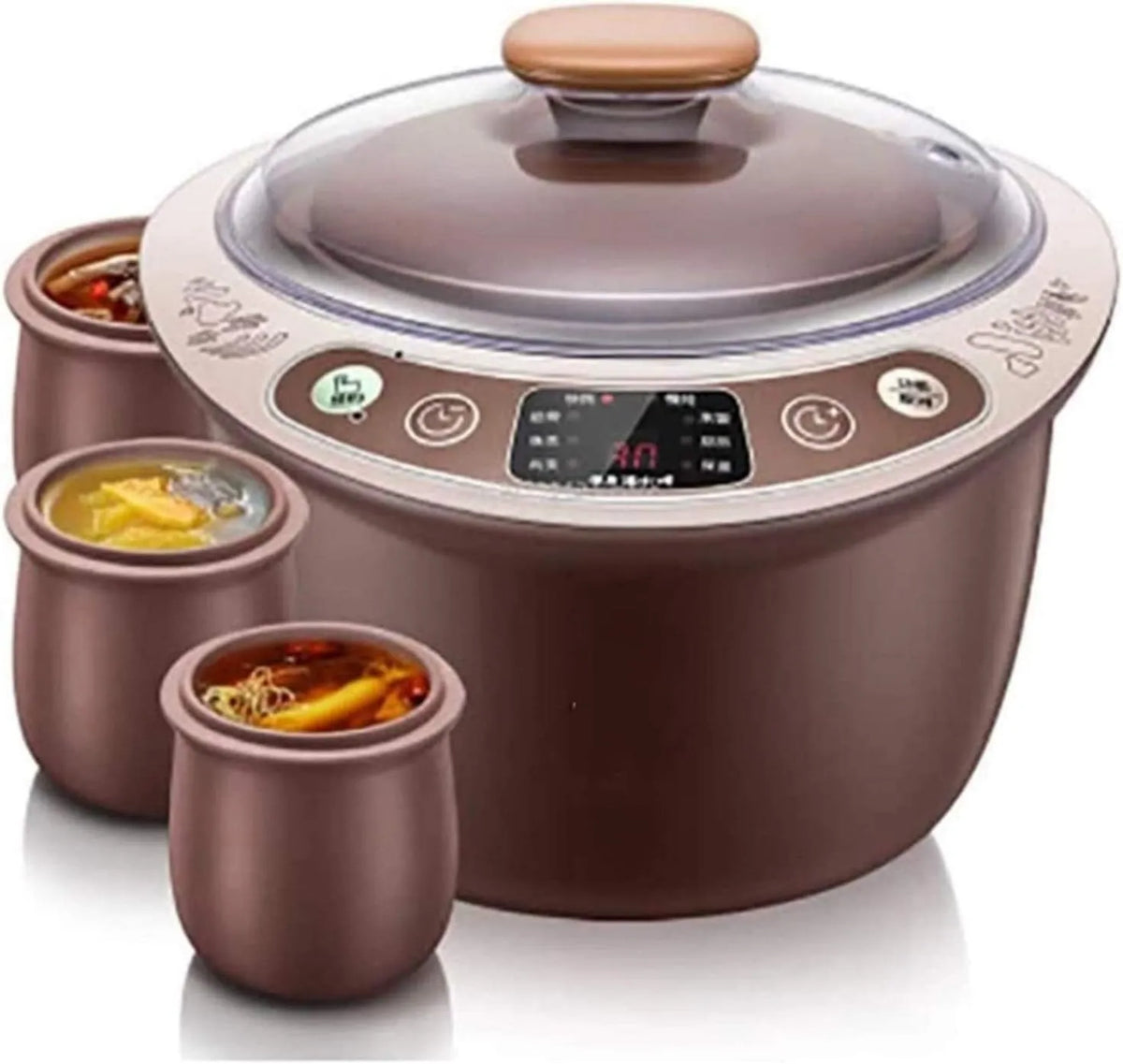 Slowcooker met Timer, 27 x 29,2 x 23,7 cm en RVS, Slimme Elektrische Slowcooker