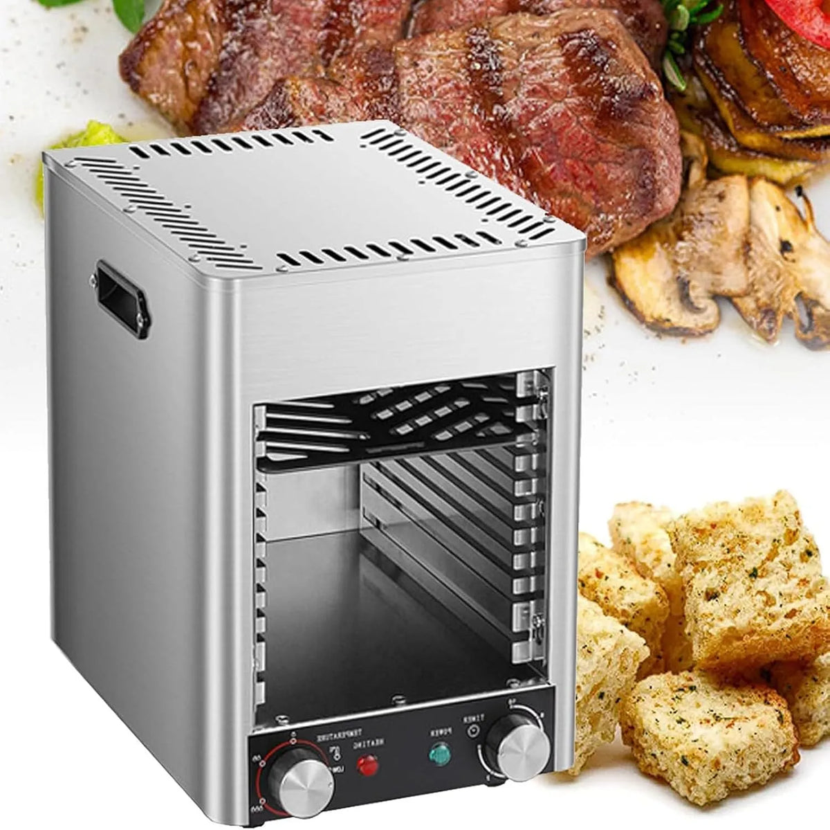 Broodrooster, Automatische Steak Smoker Grill, Tijd Temp Instelling, voor binnengebruik CommerciëLe Steak Grill, Airfryer Oven, 1700 W