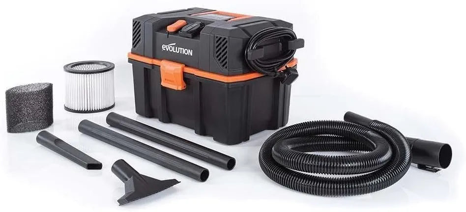 Stofzuiger, Met Power Take-Off, Bedraad, Oranje, Evolution Power Tools R15VAC Stofzuiger Nat en Droog Vac