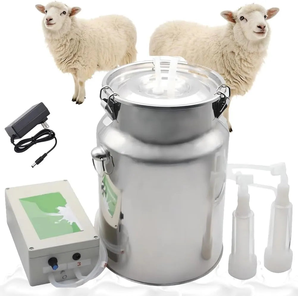 Geit Melkende Machine met 5L, 3L, 10L, 14L en 140 cm, 5L Roestvrij staalemmer met Siliconenbuis en Auto-Stop Functie