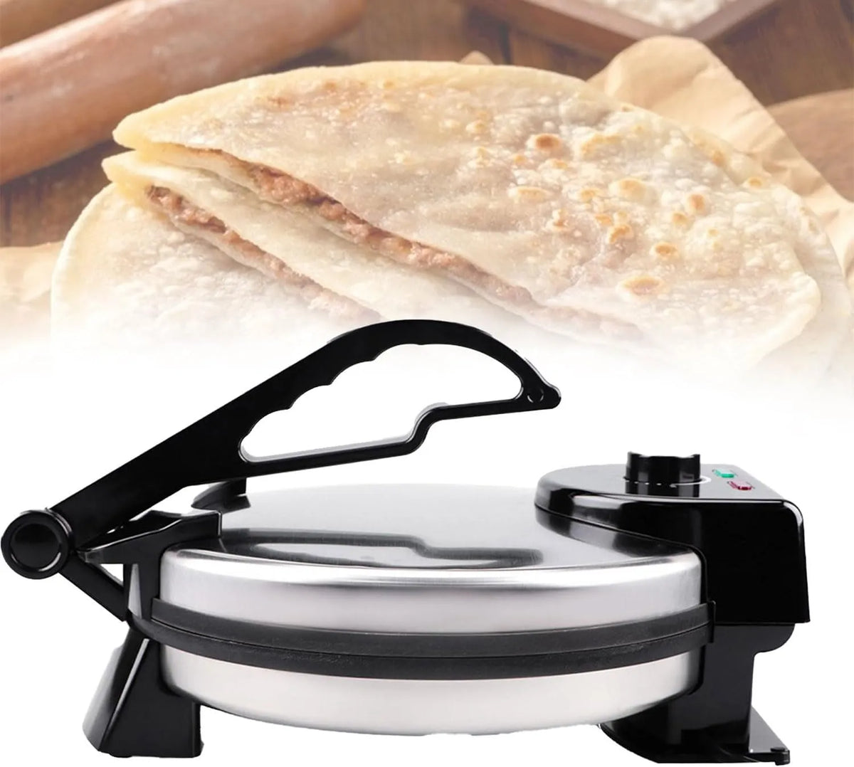 2000 W Tortilla Press met 2000 W, 120-200 °C en regelbare thermostaat